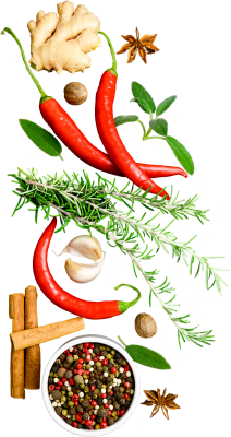 Here's an alt tag for the image: Spicy herbs and spices assortment.