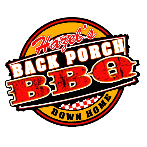 A logo for back porch bbq.